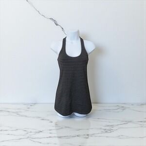 Lululemon Cool Racerback Tank Top Gray‎ Black Striped Size 4